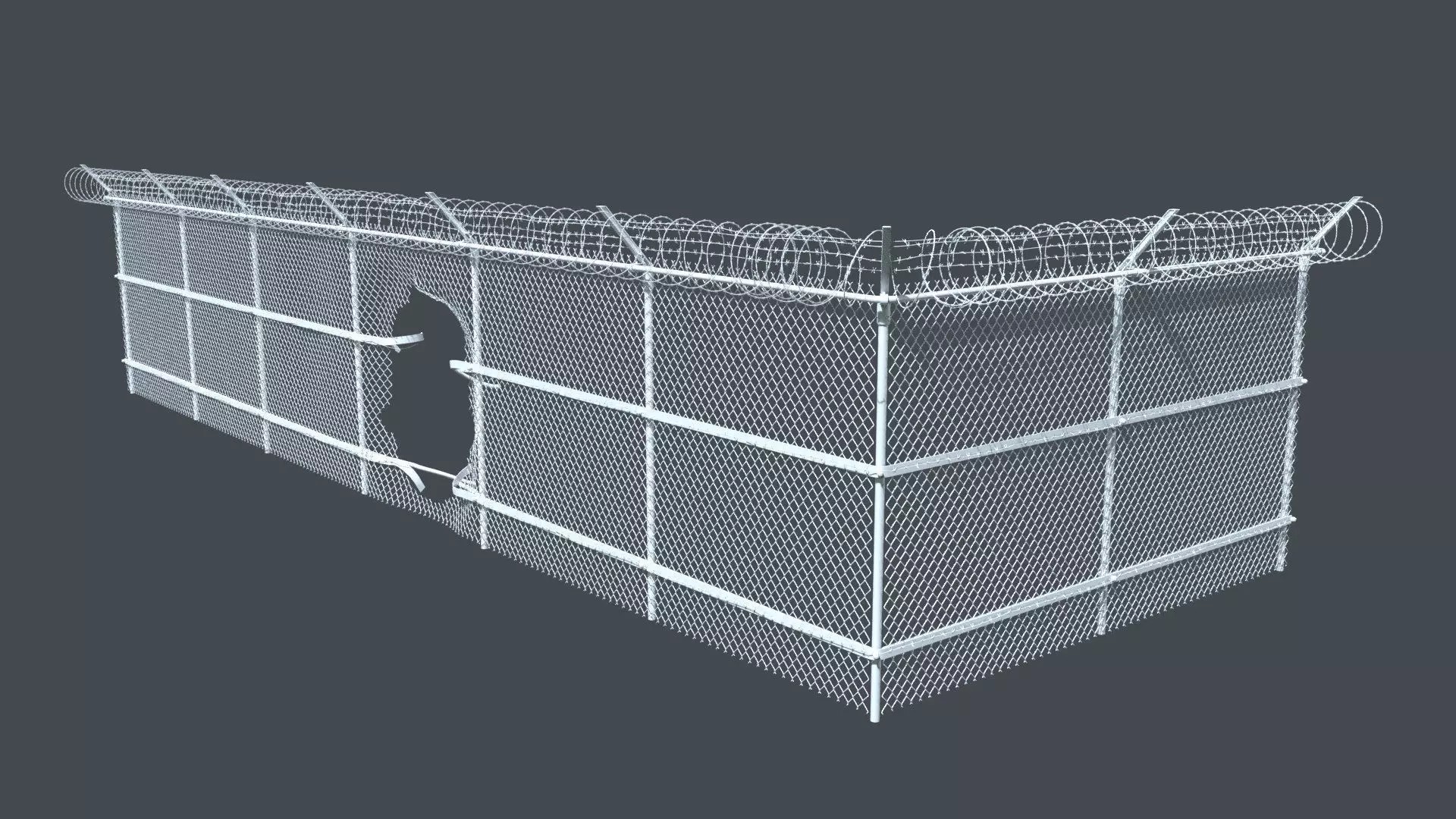 Modular Chain Link Fence High Poly 3D model | CGTrader