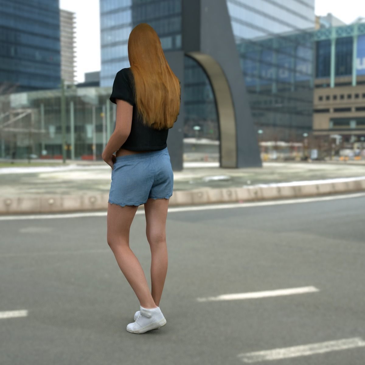 Cat Call Photorealistic arch viz 3D character Low-poly 3D model_4