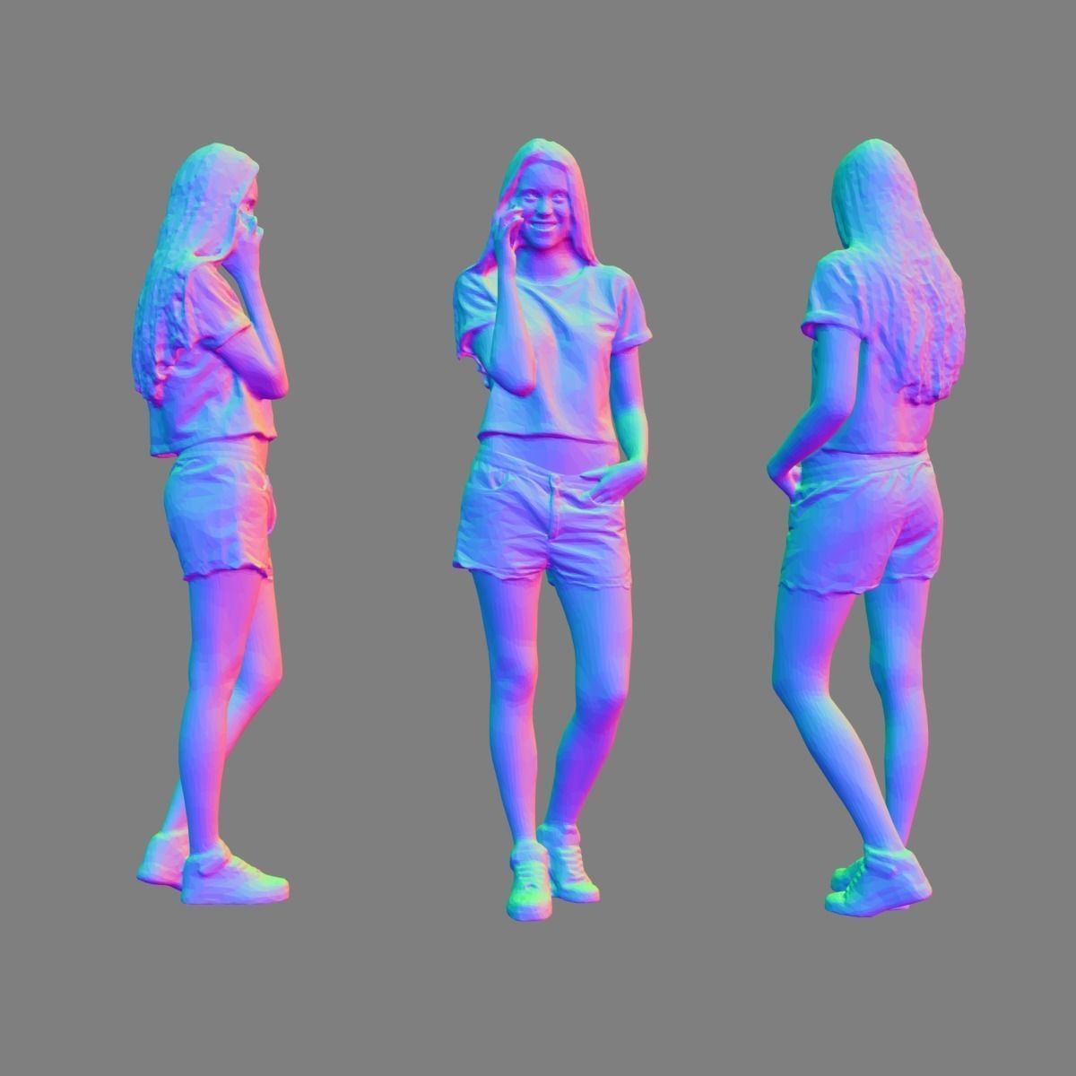 Cat Call Photorealistic arch viz 3D character Low-poly 3D model_6