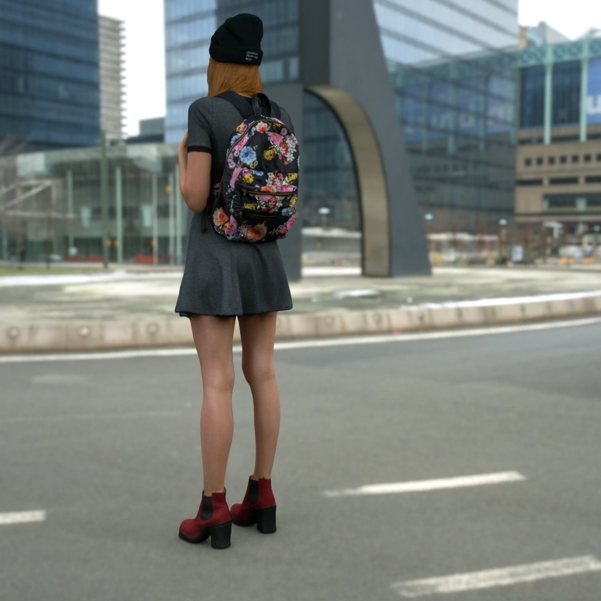 Schoolgirl Photorealistic arch viz 3D character Low-poly 3D model_4