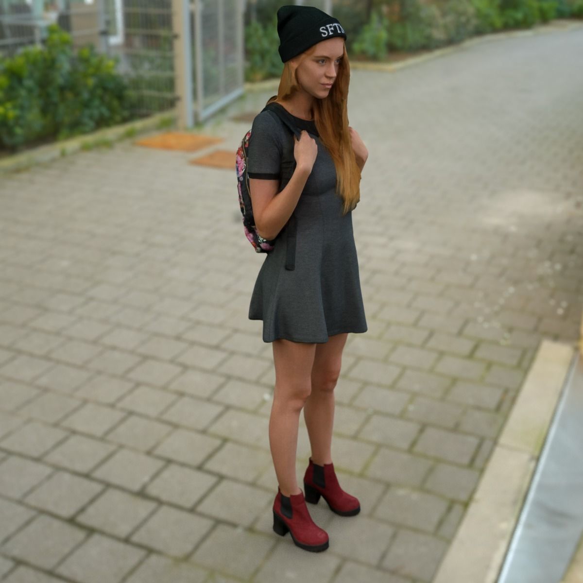 Schoolgirl Photorealistic arch viz 3D character Low-poly 3D model_3