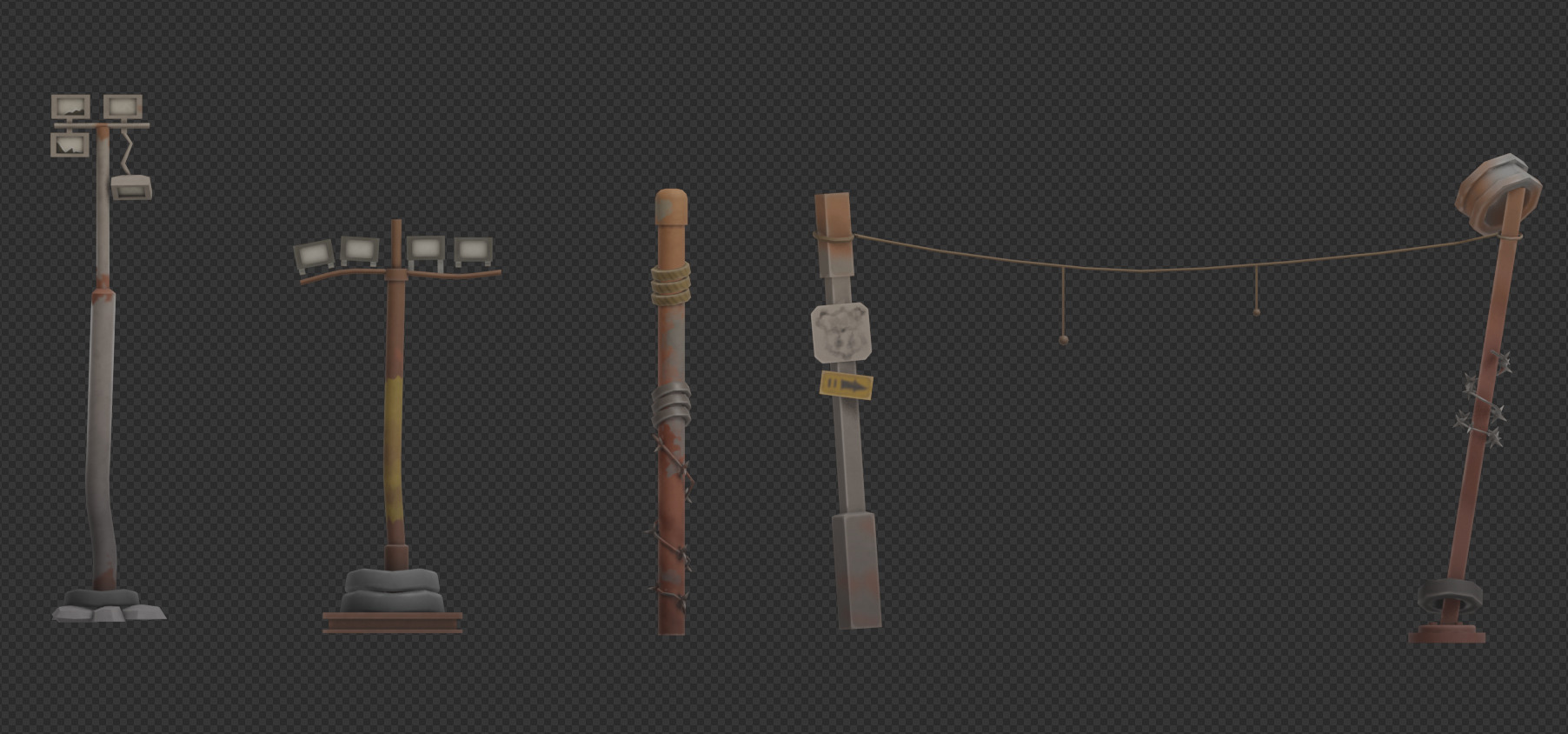 Big Power Lines and Traffic Lights Pack 02 Low-poly 3D model_5