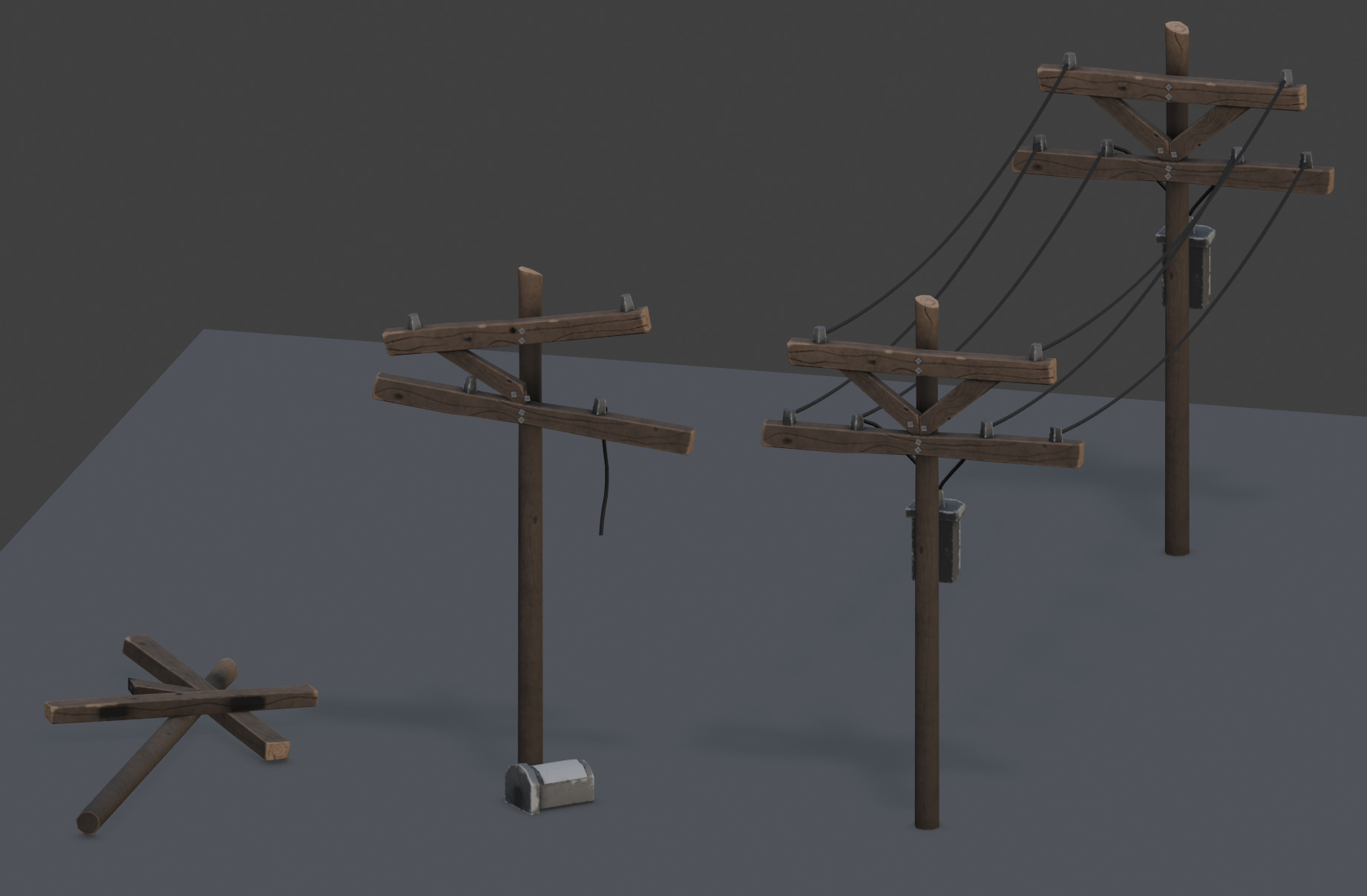Big Power Lines and Traffic Lights Pack 02 Low-poly 3D model_2