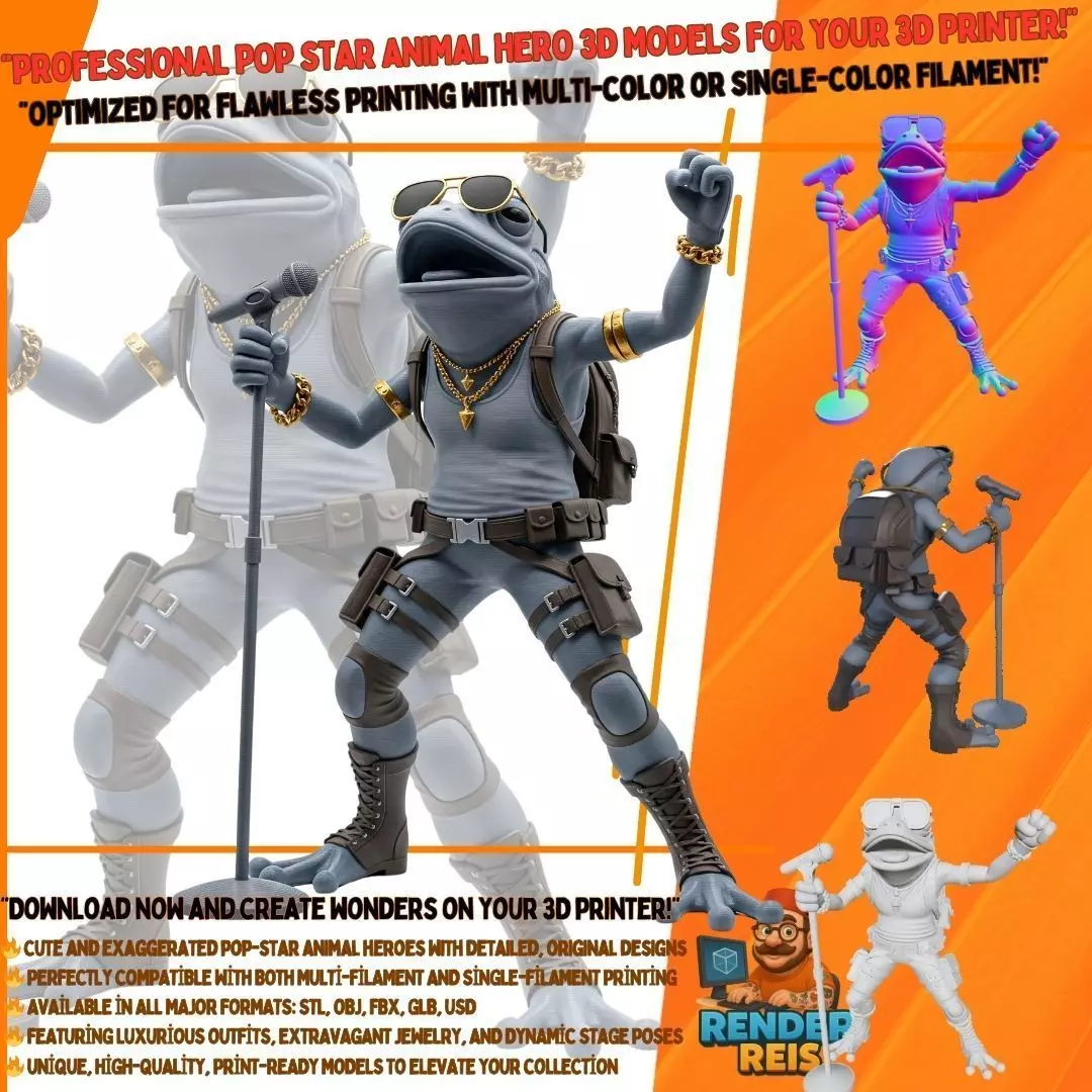 Tactical Frog Rockstar Urban Wild Sound Warrior 3D Print Model 3D model_0