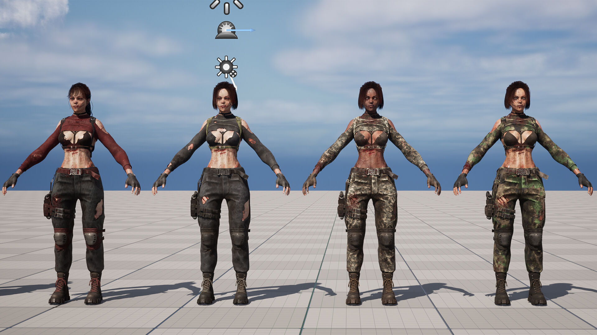 Lara zombie military Low-poly 3D model_24