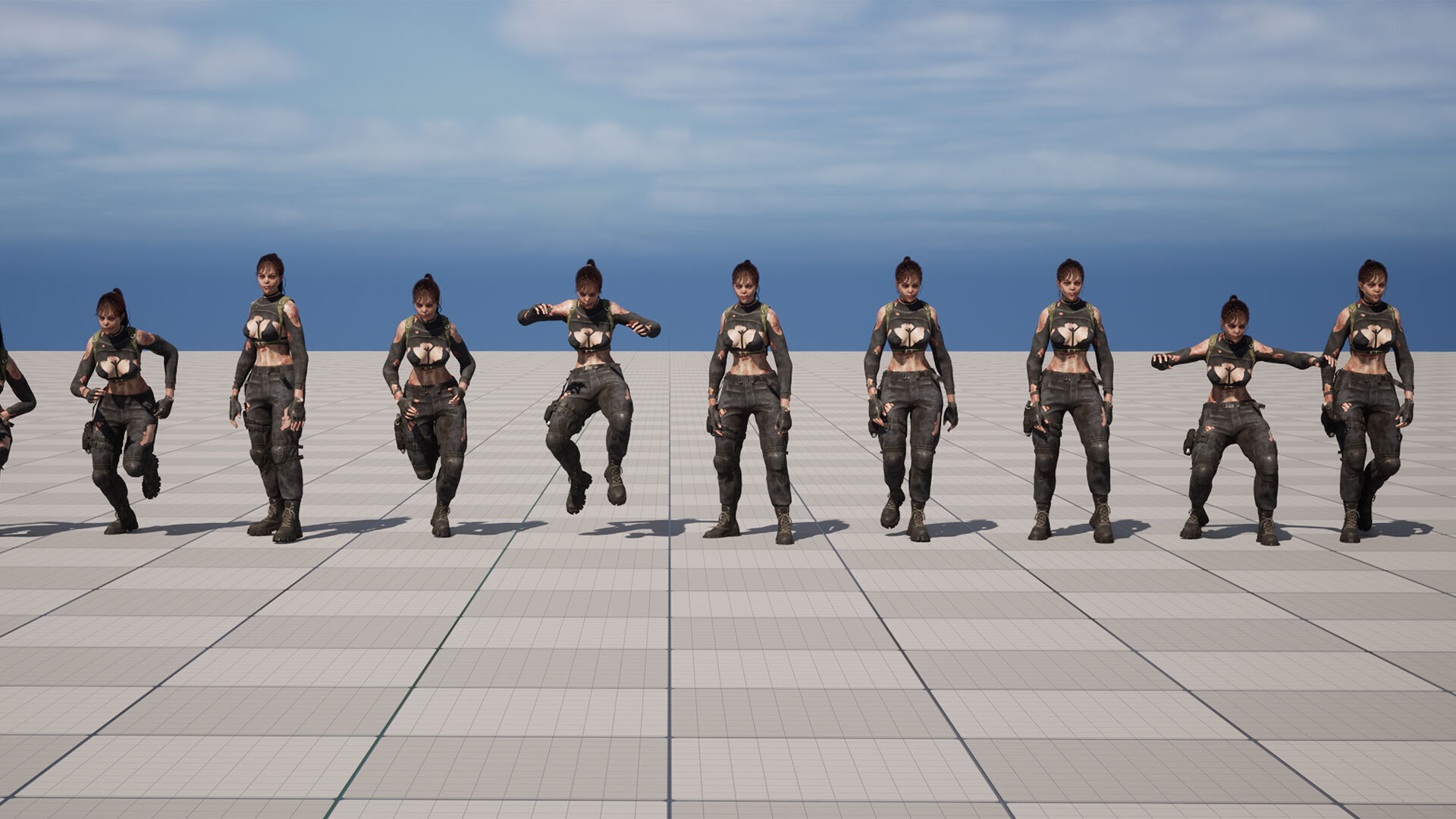 Lara zombie military Low-poly 3D model_25