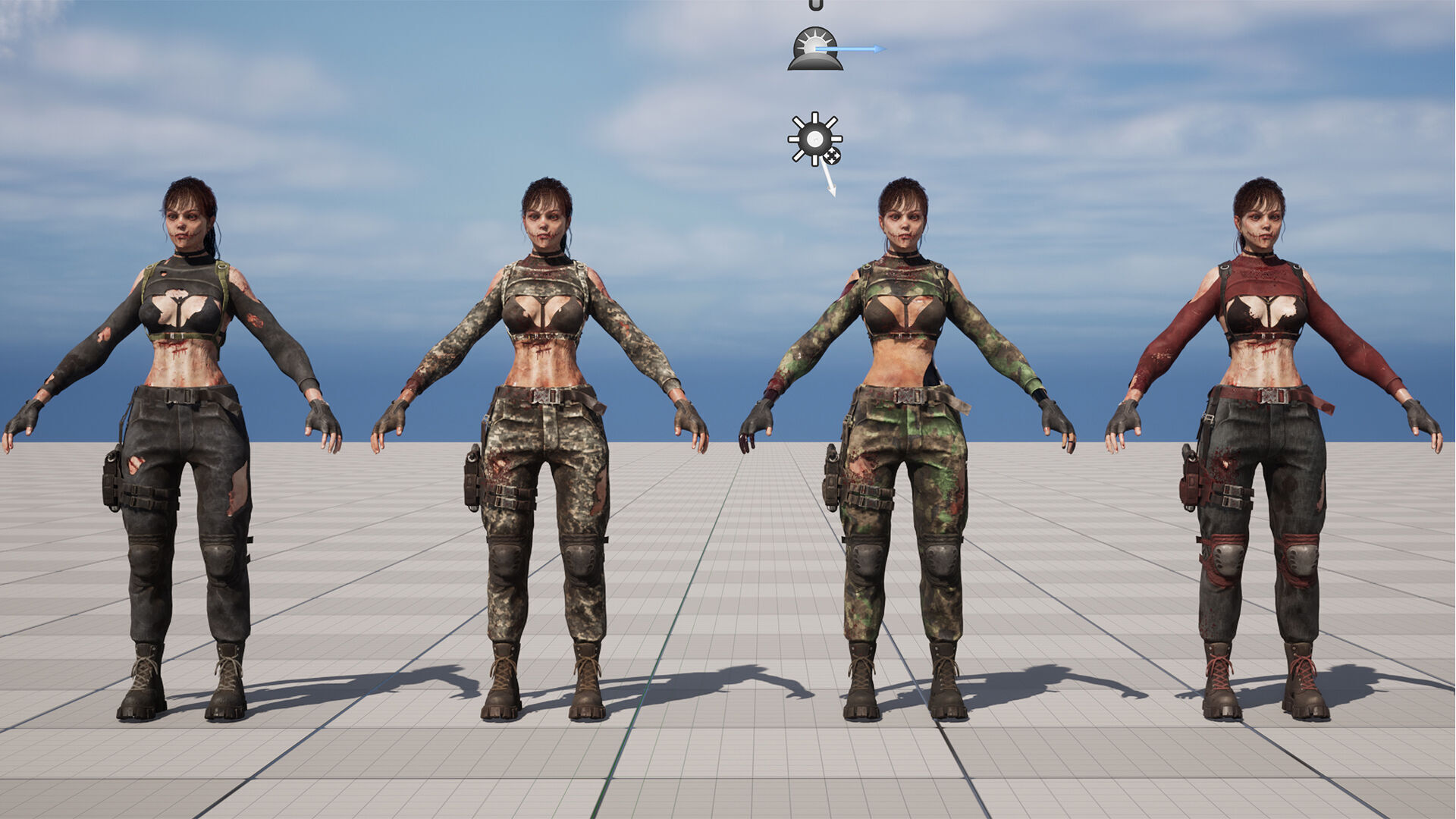 Lara zombie military Low-poly 3D model_23