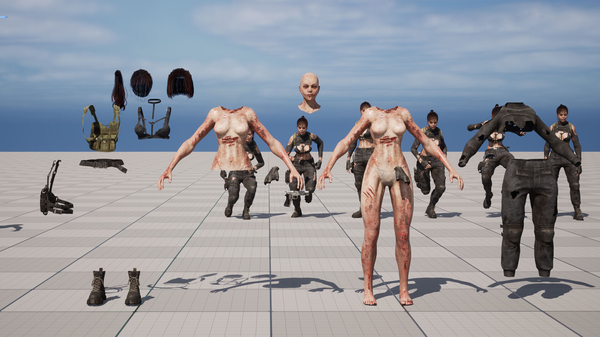 Lara zombie military Low-poly 3D model_26