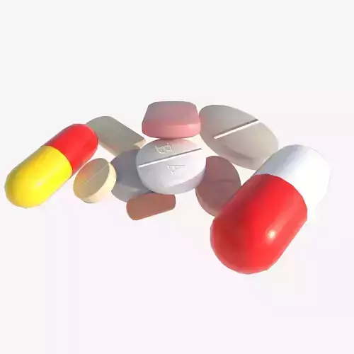 set of tablets and pills