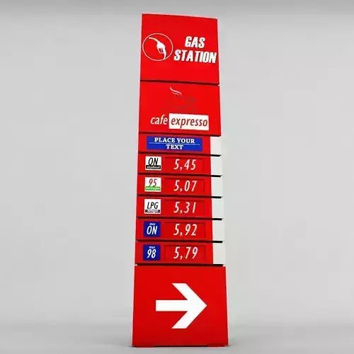 Gas station price sign totem low poly 02