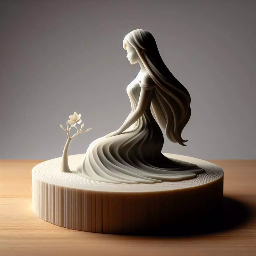 Seated Forest Lady  Minimalist Sculpture 3D print model_0