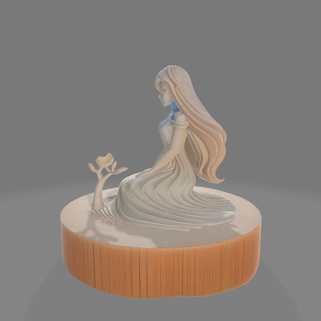 Seated Forest Lady  Minimalist Sculpture 3D print model_3