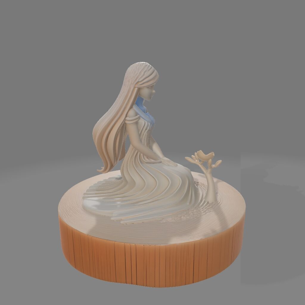 Seated Forest Lady  Minimalist Sculpture 3D print model_4