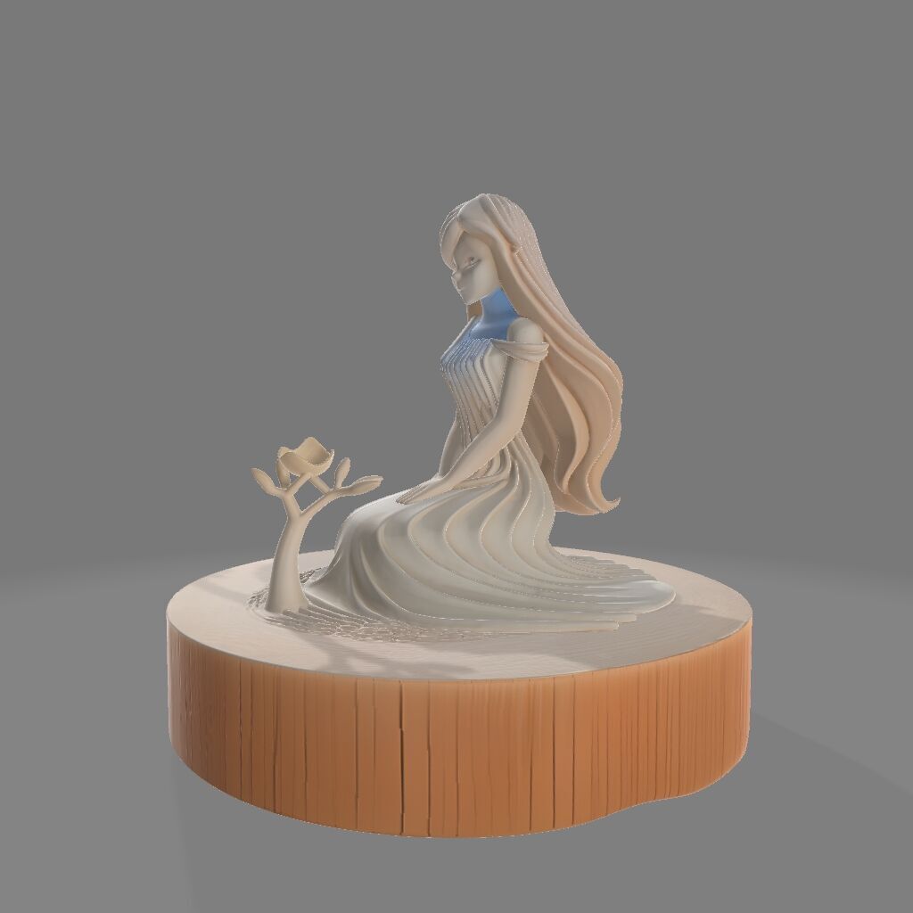 Seated Forest Lady  Minimalist Sculpture 3D print model_2
