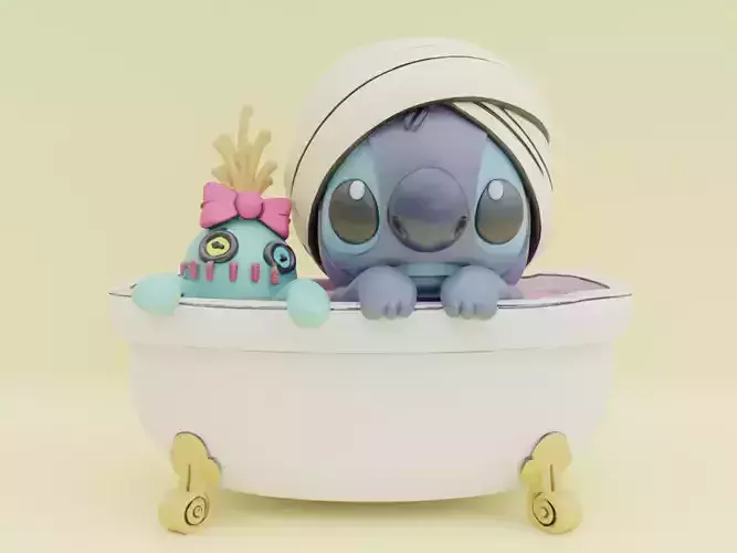 Stitch Scrump Toy Bath Time Fun Figure Printable 3D print model