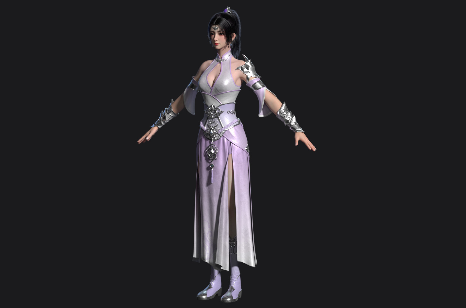 Ancient costume beauty anime Body Band Binding 3D model_10