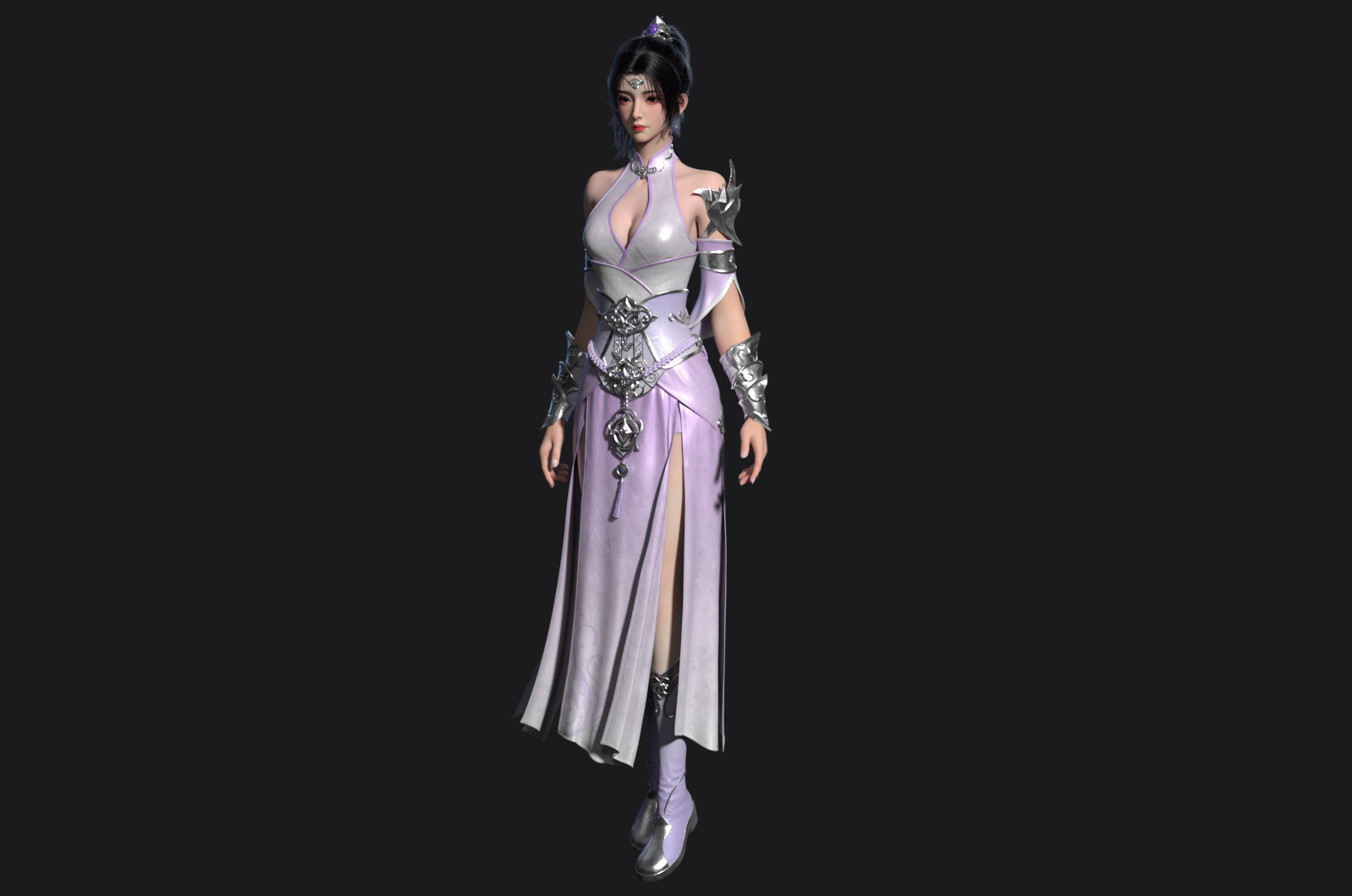 Ancient costume beauty anime Body Band Binding 3D model_5