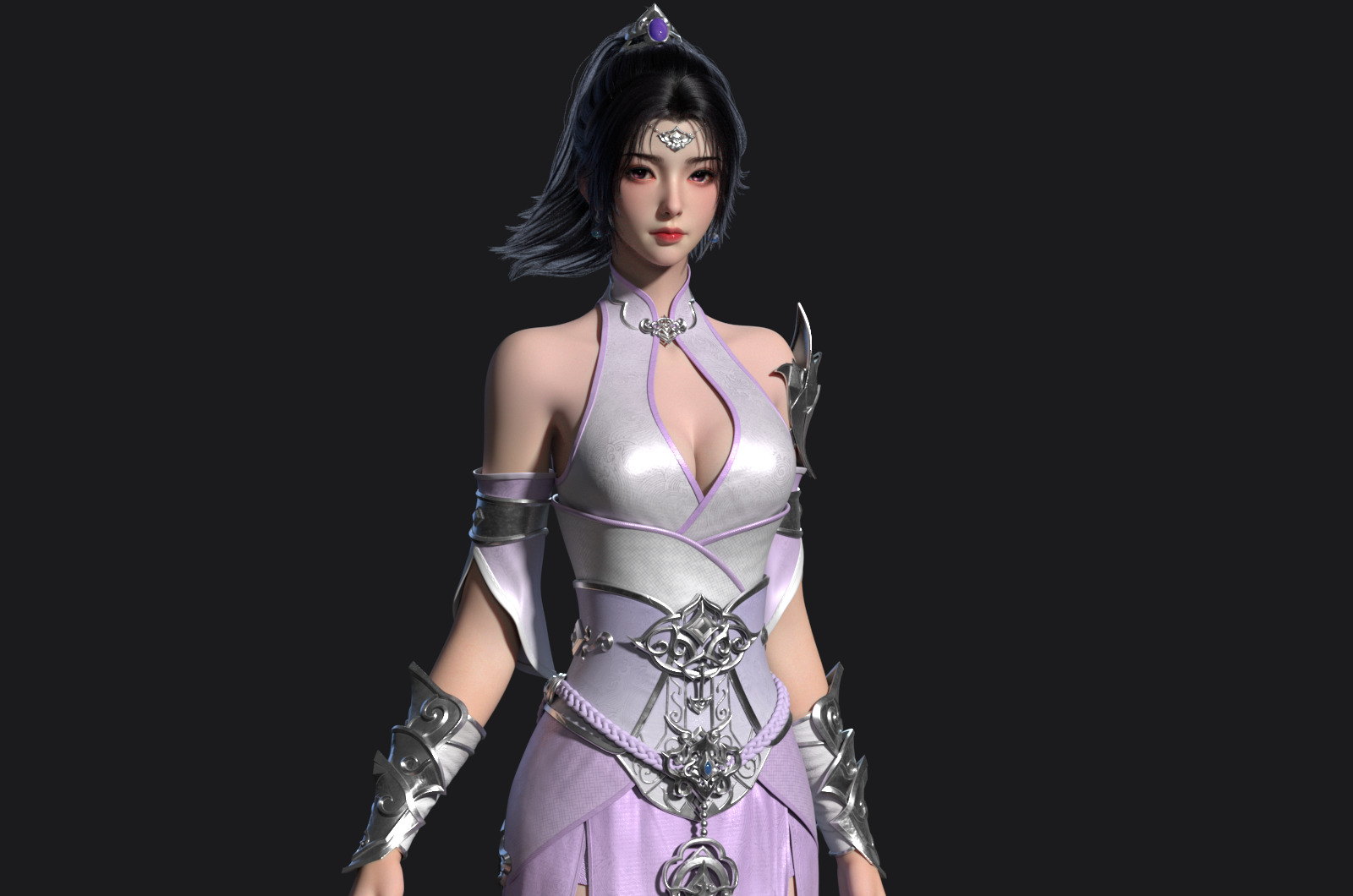 Ancient costume beauty anime Body Band Binding 3D model_6