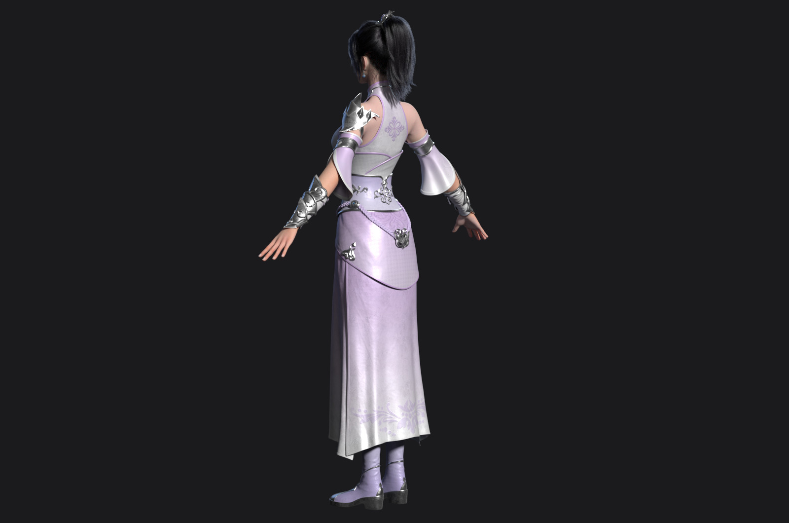 Ancient costume beauty anime Body Band Binding 3D model_11