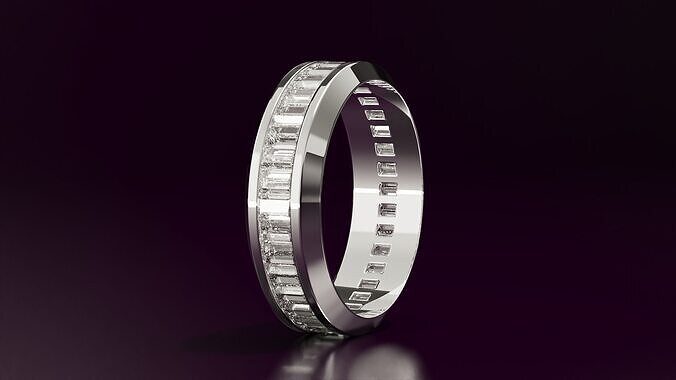  channel set baguette straight eternity band N03 54EU size Free 3D print model