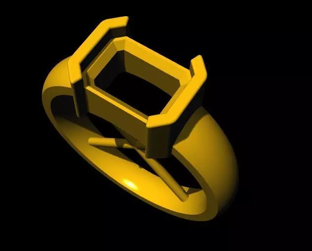 rectangle stone ring 3dm file 3D print model_0