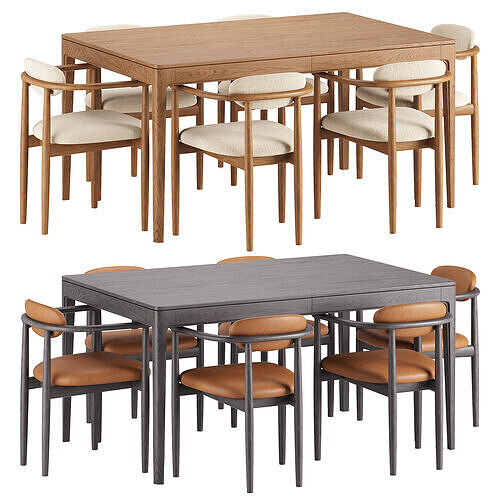 Edison Dining Chair and Parker Dining Table 3D model