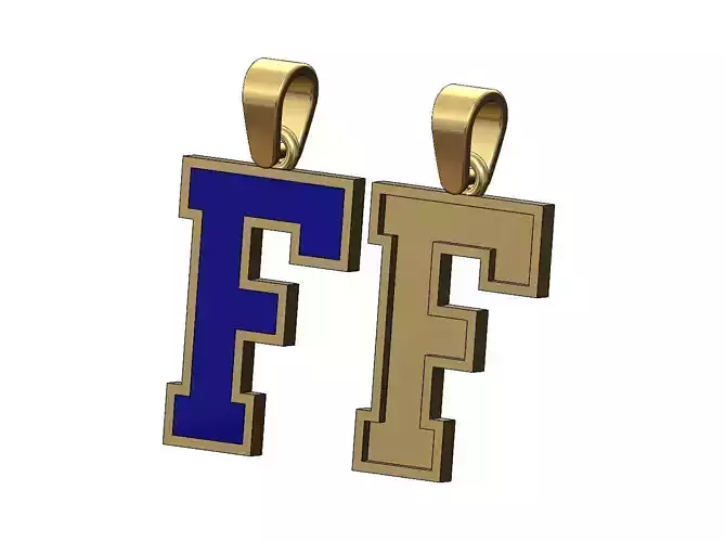 F enamel varsity letter sports letterman jersey pendant charm