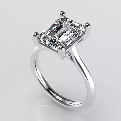 Classic Shoulder Solitaire Ring - Emerald cut - 400 ct points