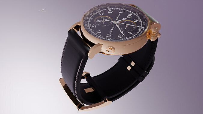Longines Avigator watch Low-poly 3D model