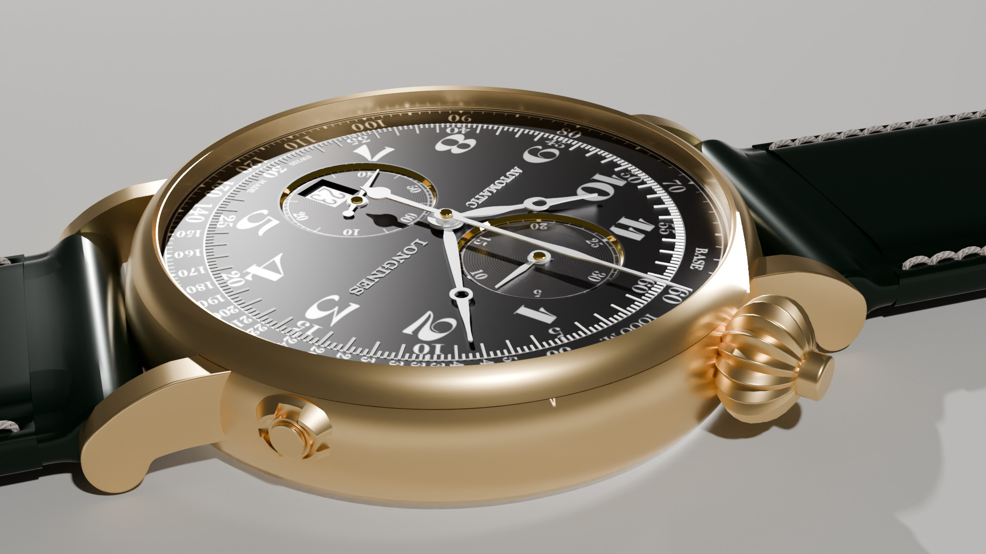 Longines Avigator watch Low-poly 3D model_2