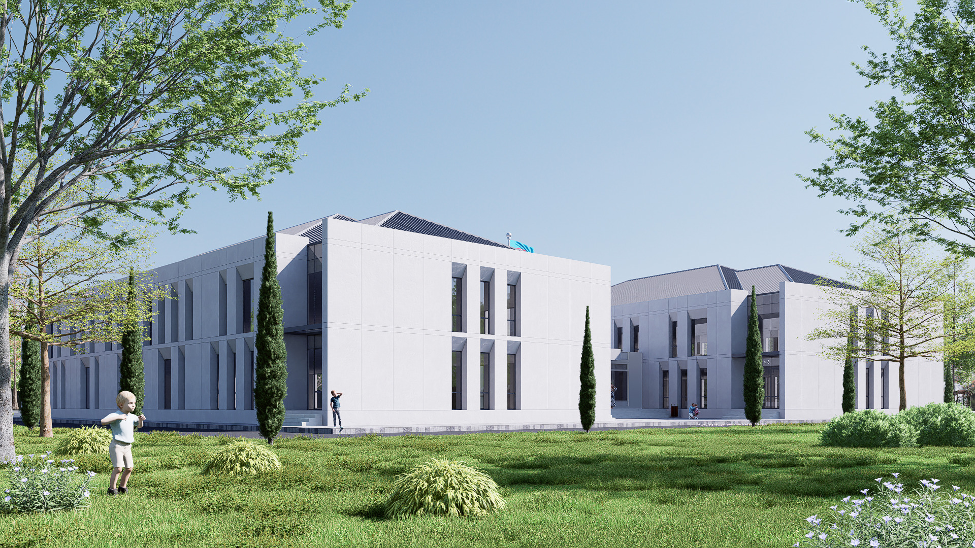 school Low-poly 3D model_1