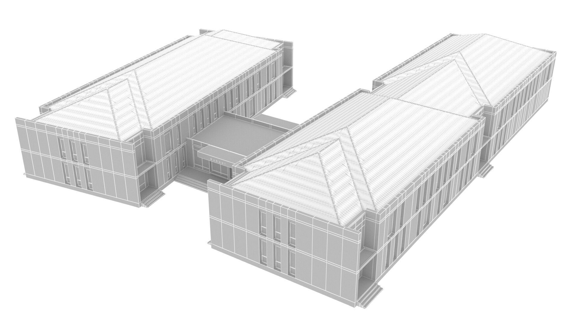 school Low-poly 3D model_12