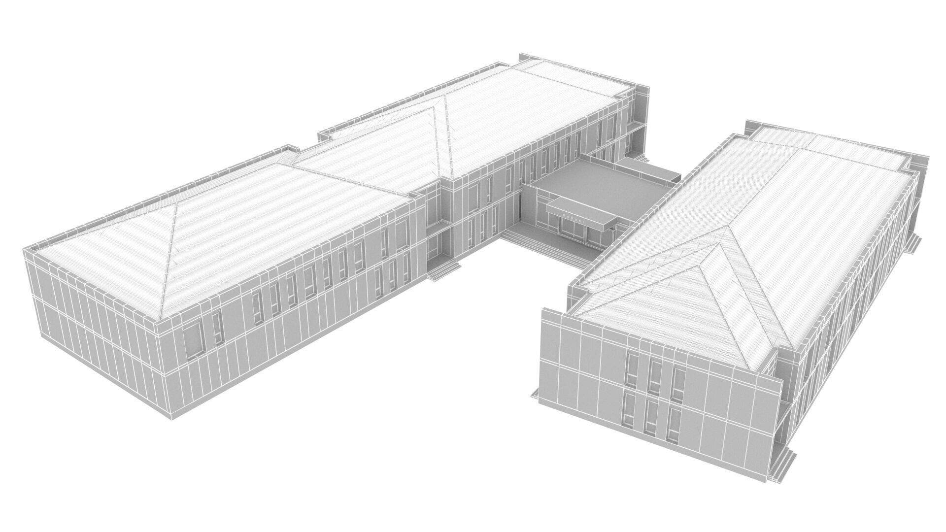 school Low-poly 3D model_13