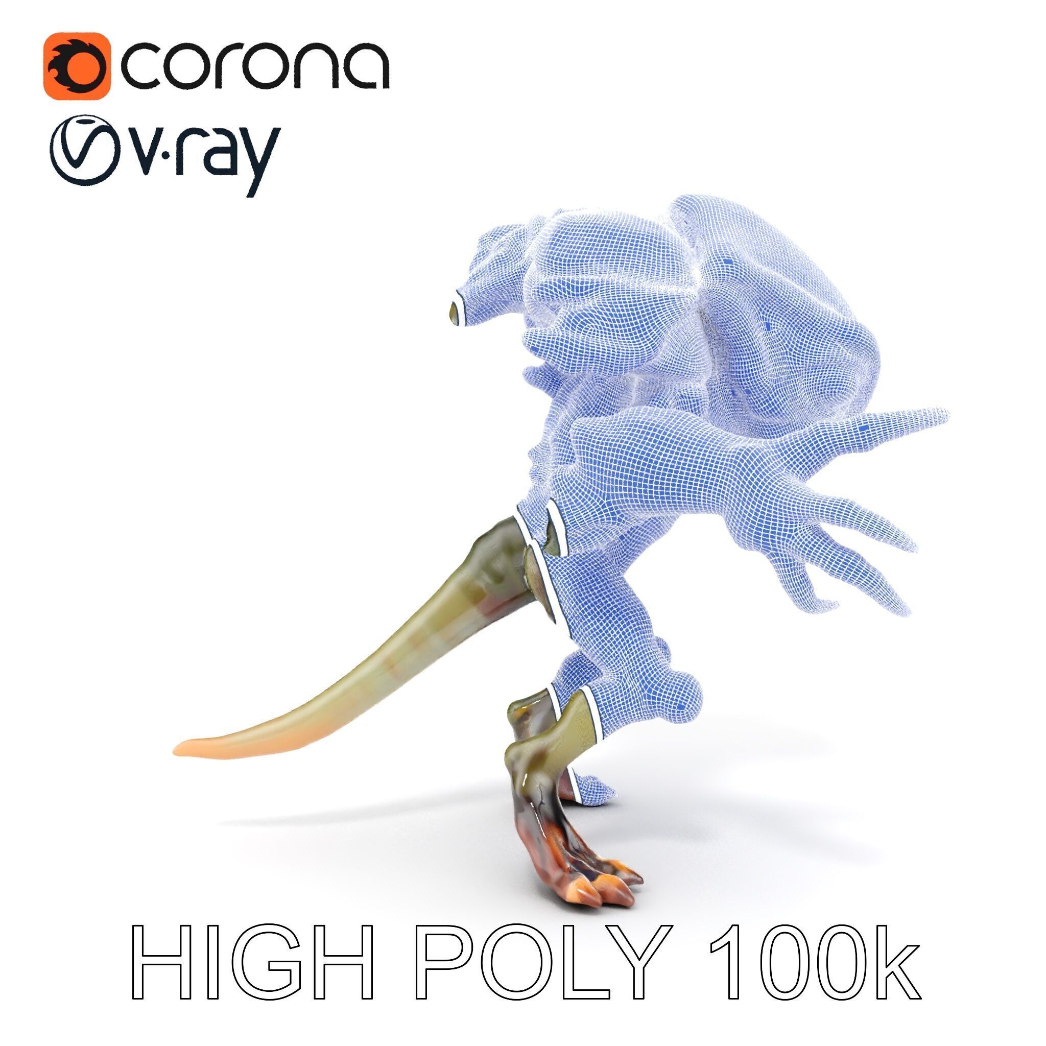 Alien Reptilian Warrior D Model Rigged GameReady Low-poly 3D model_25