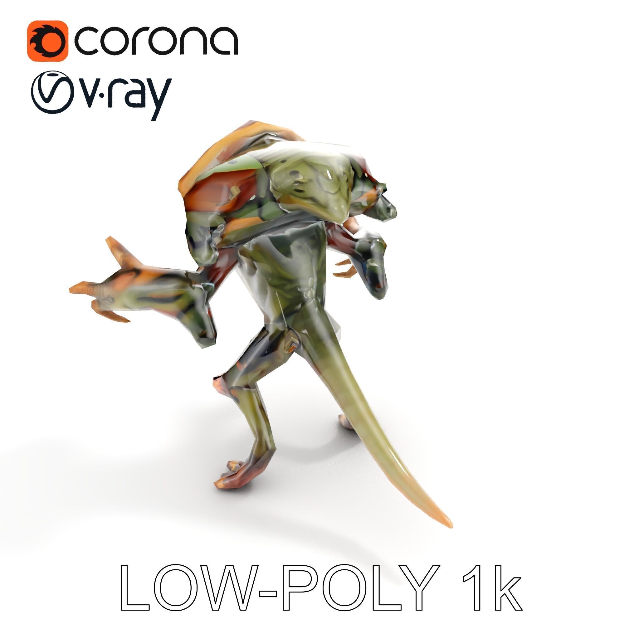 Alien Reptilian Warrior D Model Rigged GameReady Low-poly 3D model_30