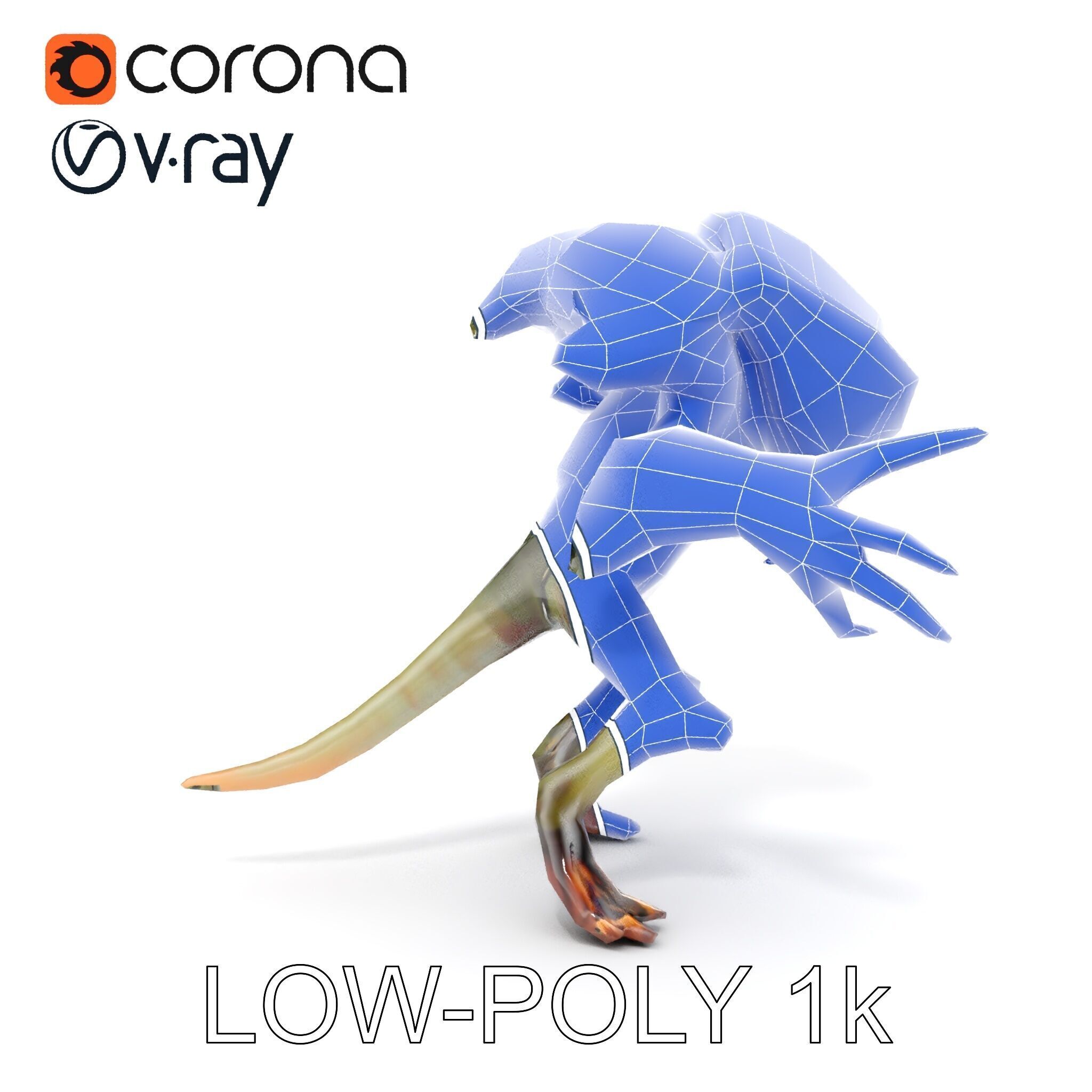 Alien Reptilian Warrior D Model Rigged GameReady Low-poly 3D model_19