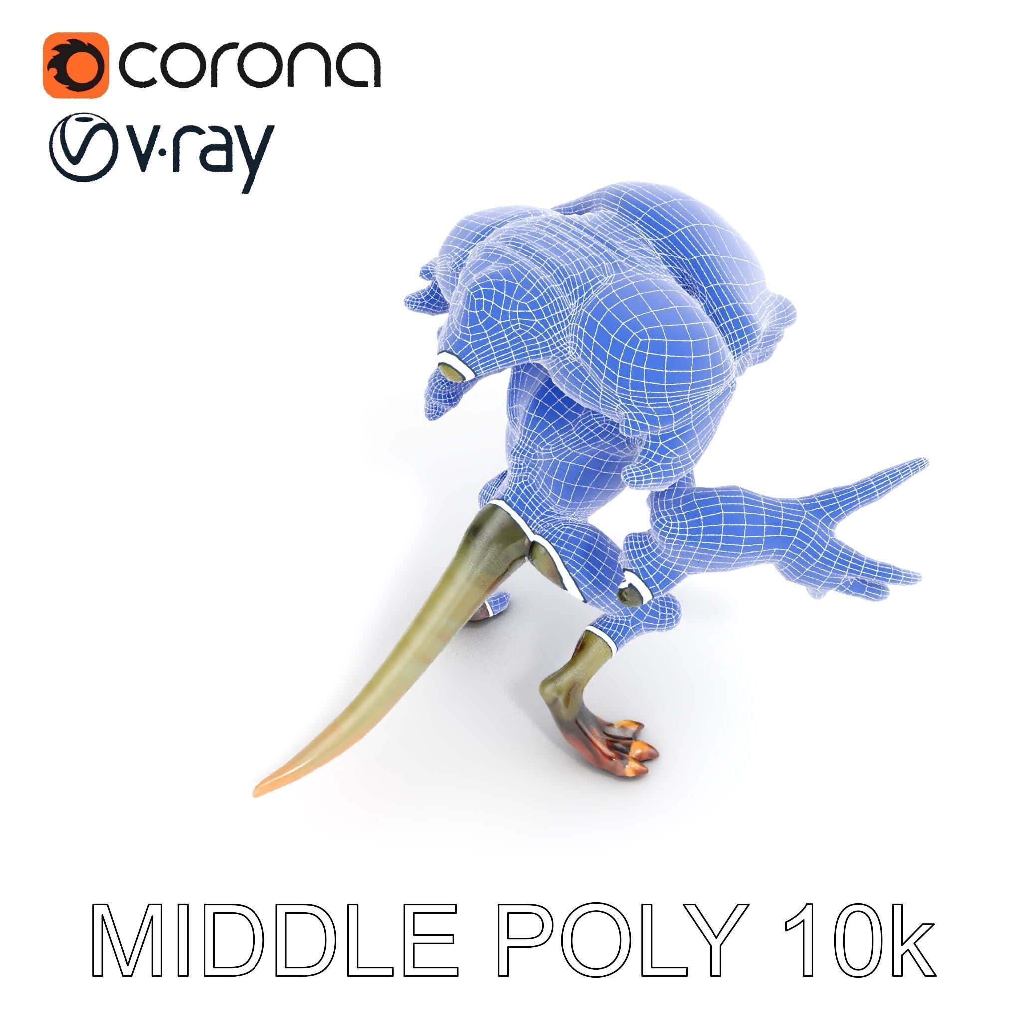 Alien Reptilian Warrior D Model Rigged GameReady Low-poly 3D model_6