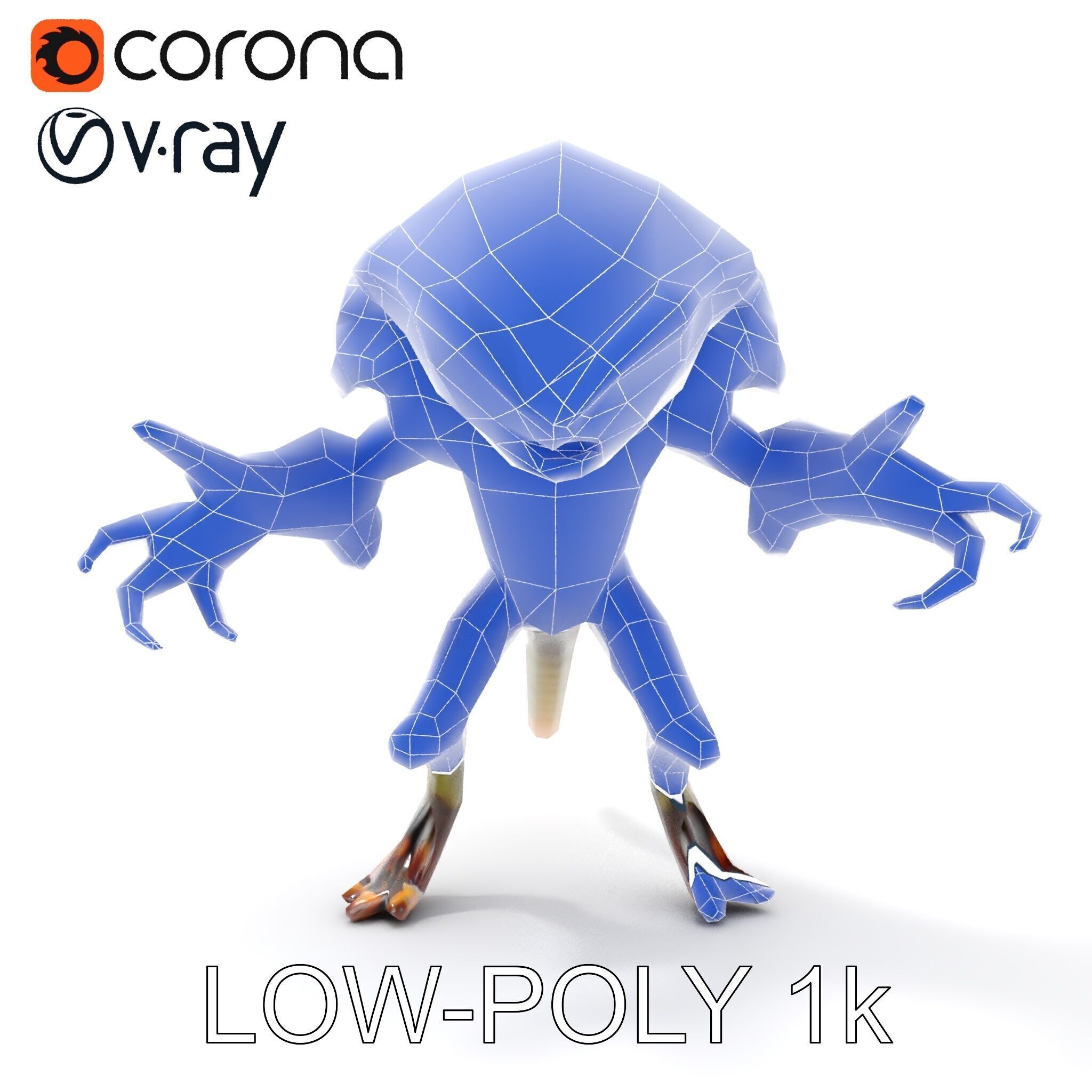 Alien Reptilian Warrior D Model Rigged GameReady Low-poly 3D model_27