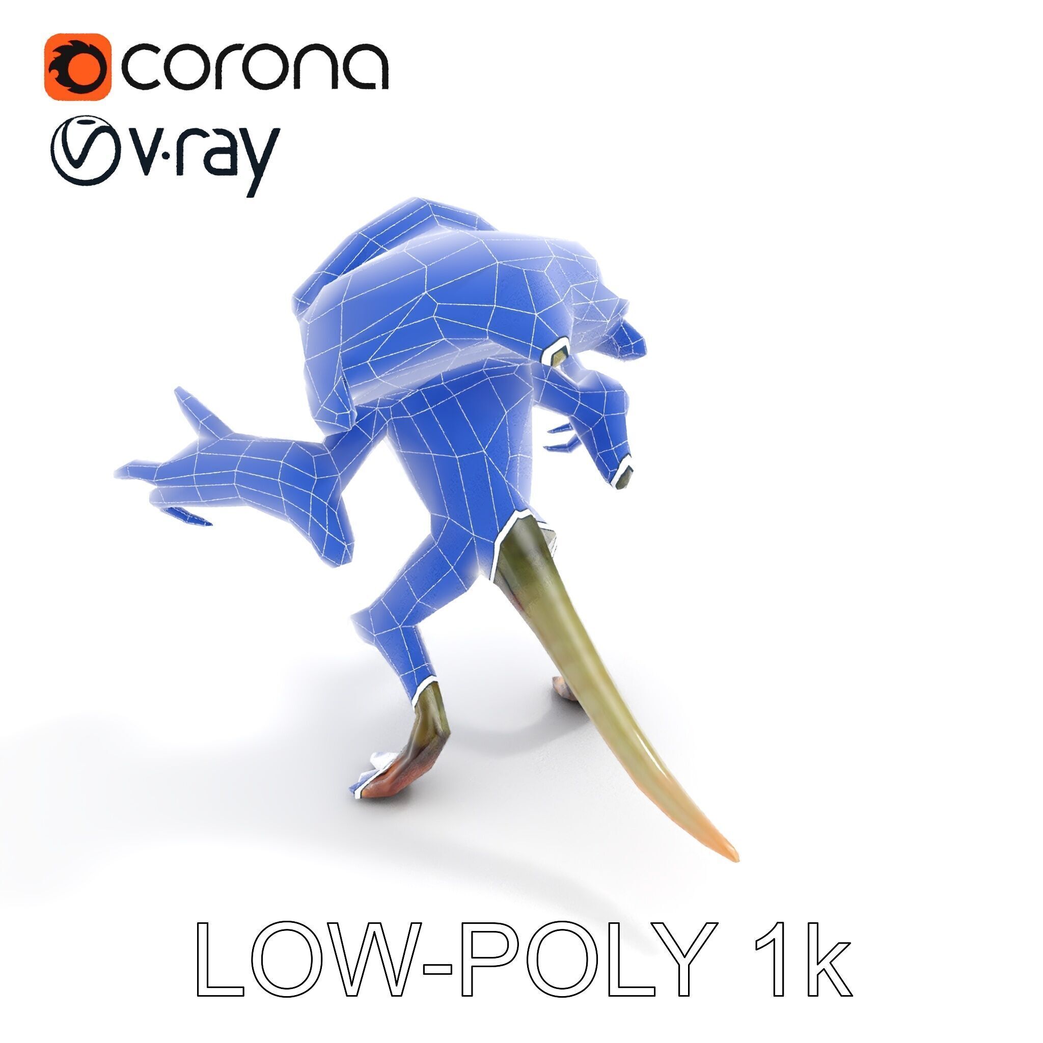 Alien Reptilian Warrior D Model Rigged GameReady Low-poly 3D model_14