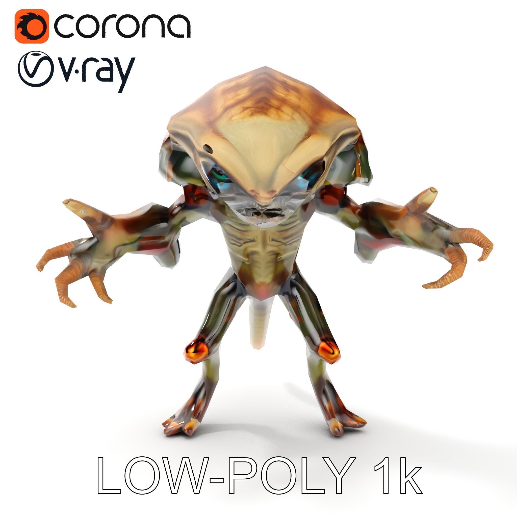 Alien Reptilian Warrior D Model Rigged GameReady Low-poly 3D model_21