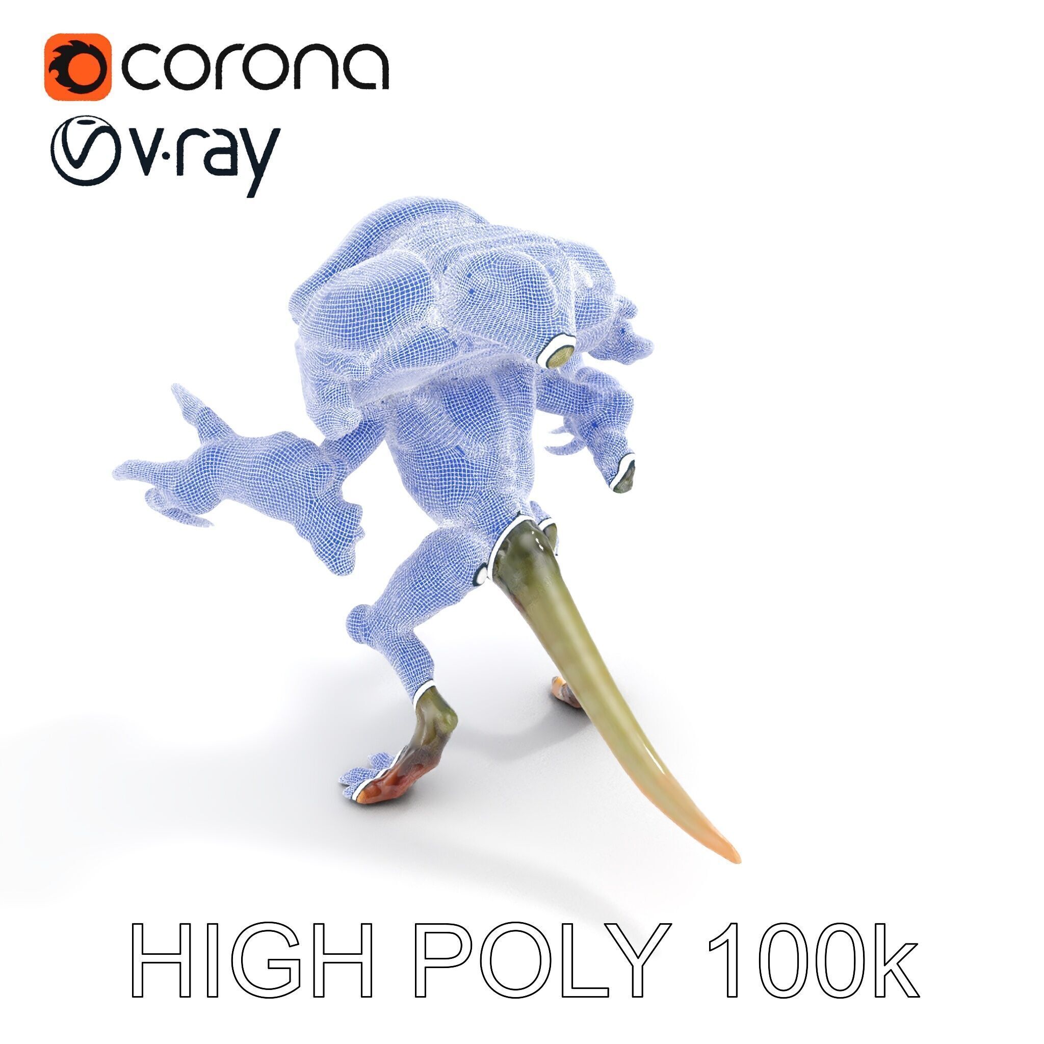 Alien Reptilian Warrior D Model Rigged GameReady Low-poly 3D model_10