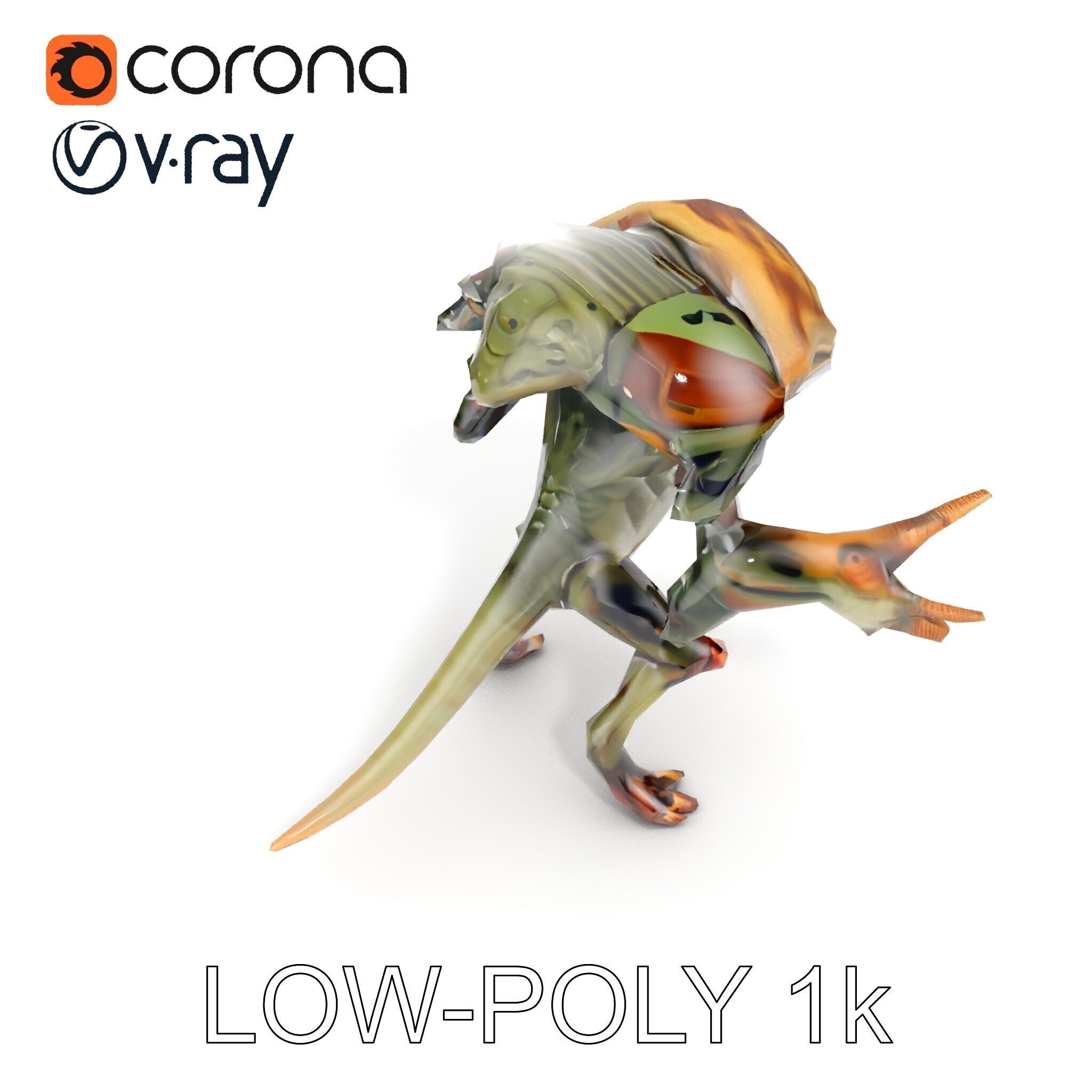 Alien Reptilian Warrior D Model Rigged GameReady Low-poly 3D model_7