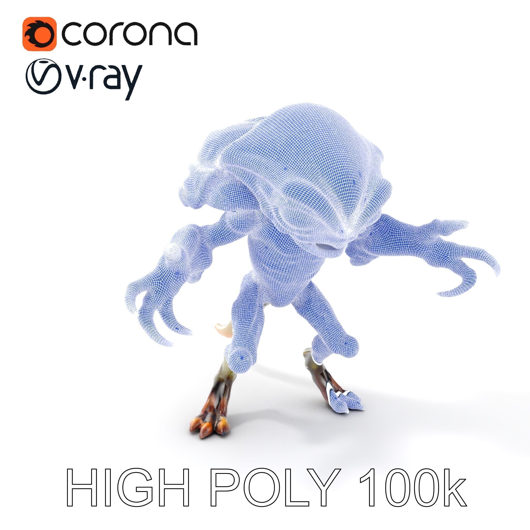 Alien Reptilian Warrior D Model Rigged GameReady Low-poly 3D model_4