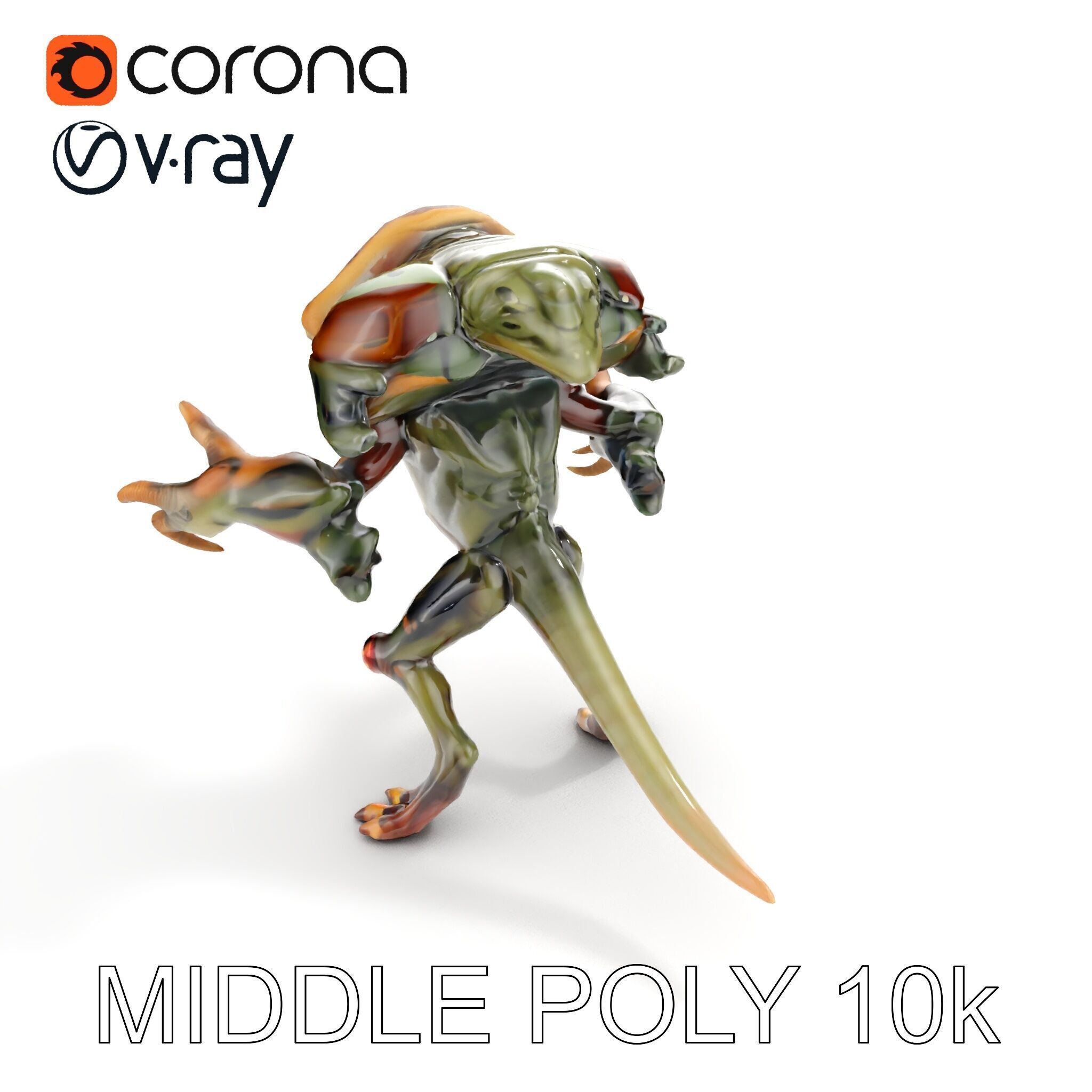 Alien Reptilian Warrior D Model Rigged GameReady Low-poly 3D model_20