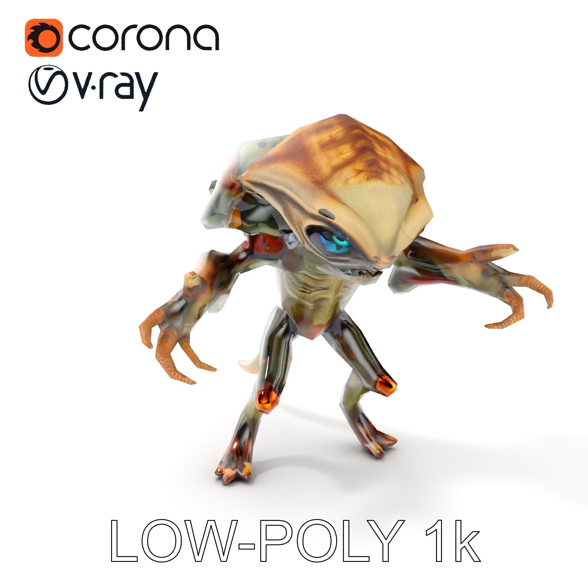 Alien Reptilian Warrior D Model Rigged GameReady Low-poly 3D model_33