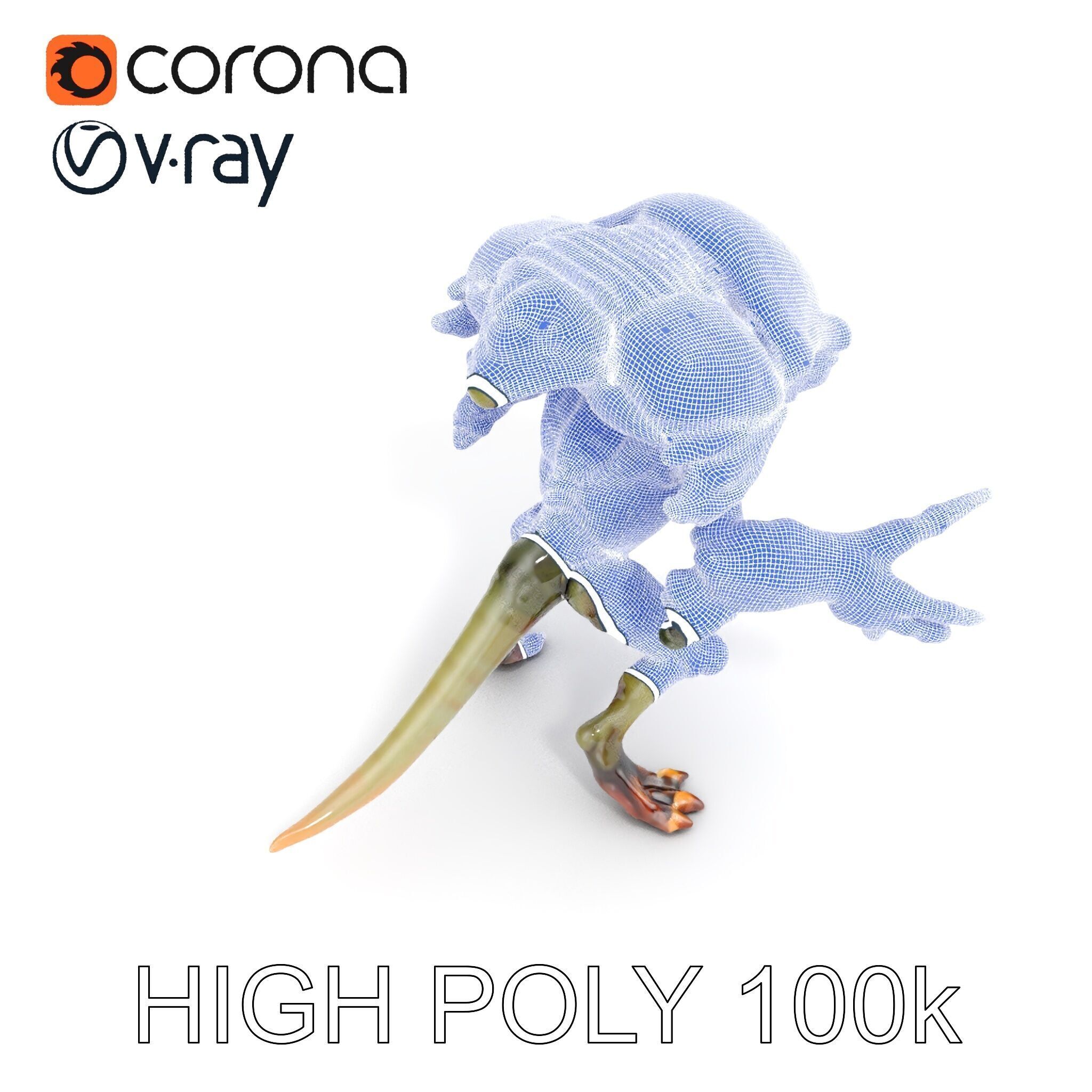 Alien Reptilian Warrior D Model Rigged GameReady Low-poly 3D model_31