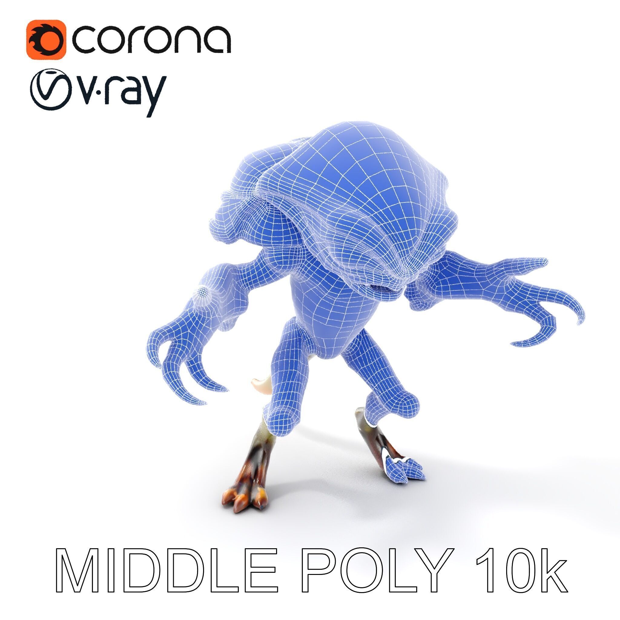 Alien Reptilian Warrior D Model Rigged GameReady Low-poly 3D model_35