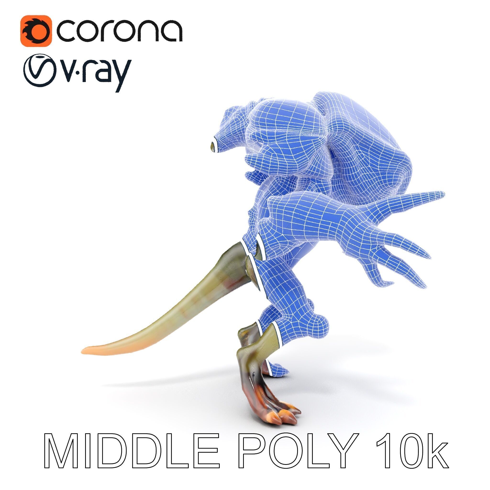 Alien Reptilian Warrior D Model Rigged GameReady Low-poly 3D model_13