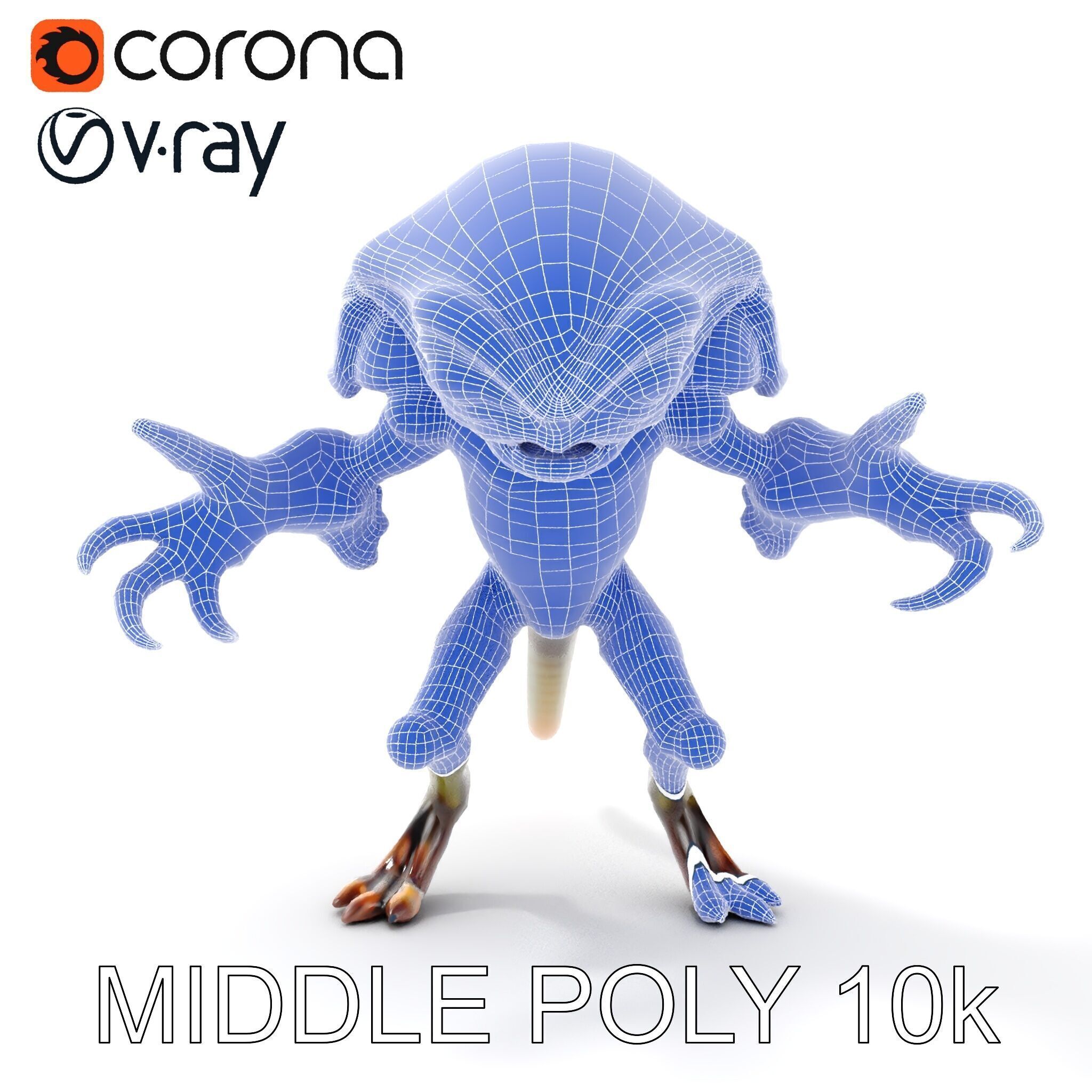 Alien Reptilian Warrior D Model Rigged GameReady Low-poly 3D model_32