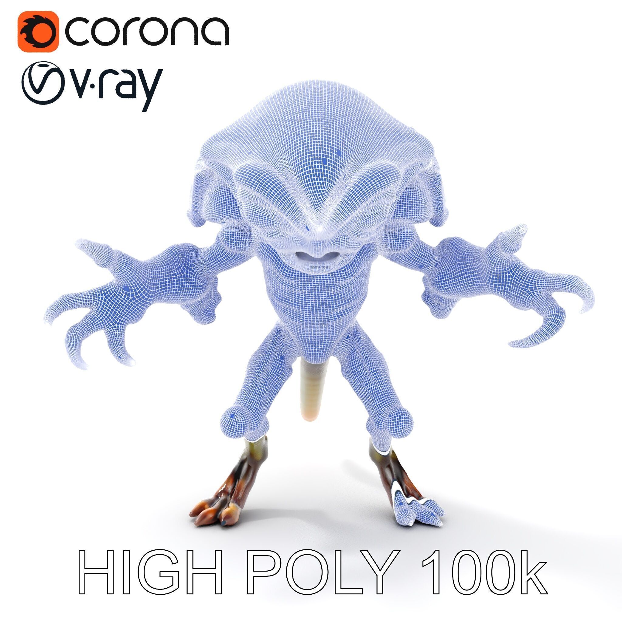 Alien Reptilian Warrior D Model Rigged GameReady Low-poly 3D model_34